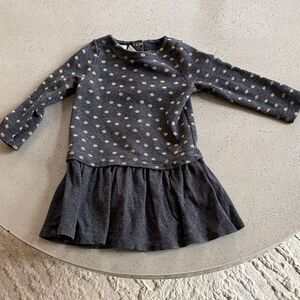 Petit Bateau Charcoal Dress with Gold Dots
